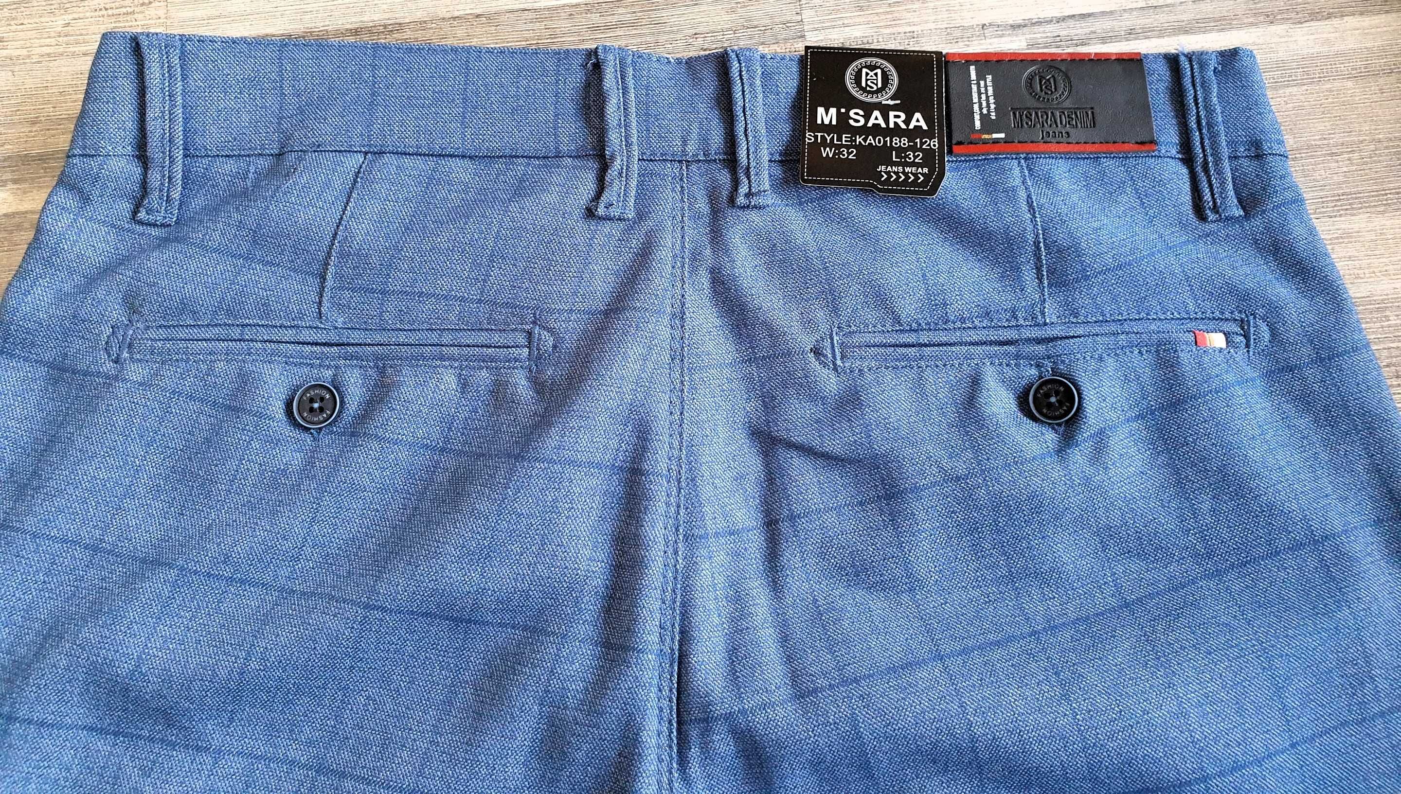 Spodnie Męskie Granatowe M.SARA Jeans W32 L32