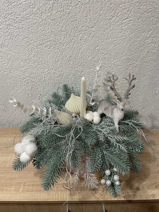 Новорічна композиція ручної роботи • декор • різдвяна прикраса