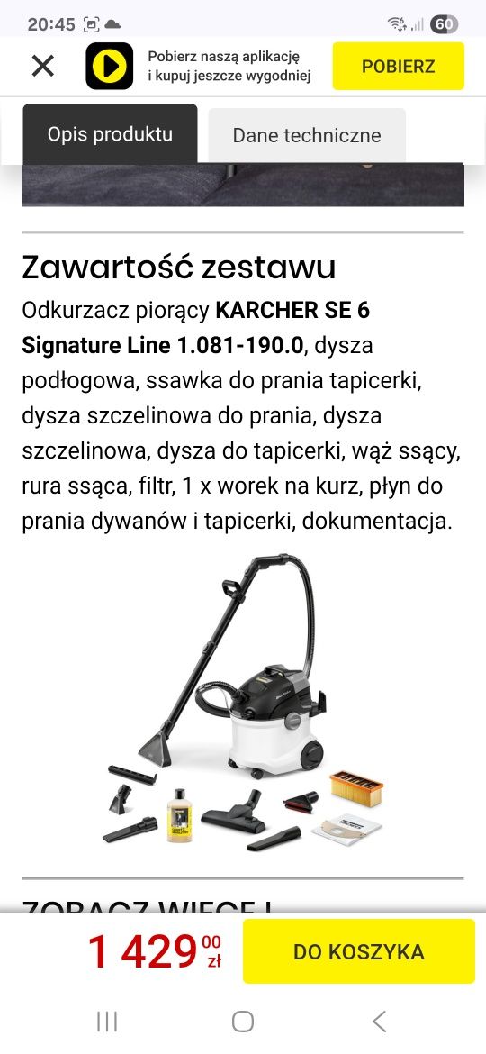 Karcher SE 6 signature line odkurzacz piorący jak nowy