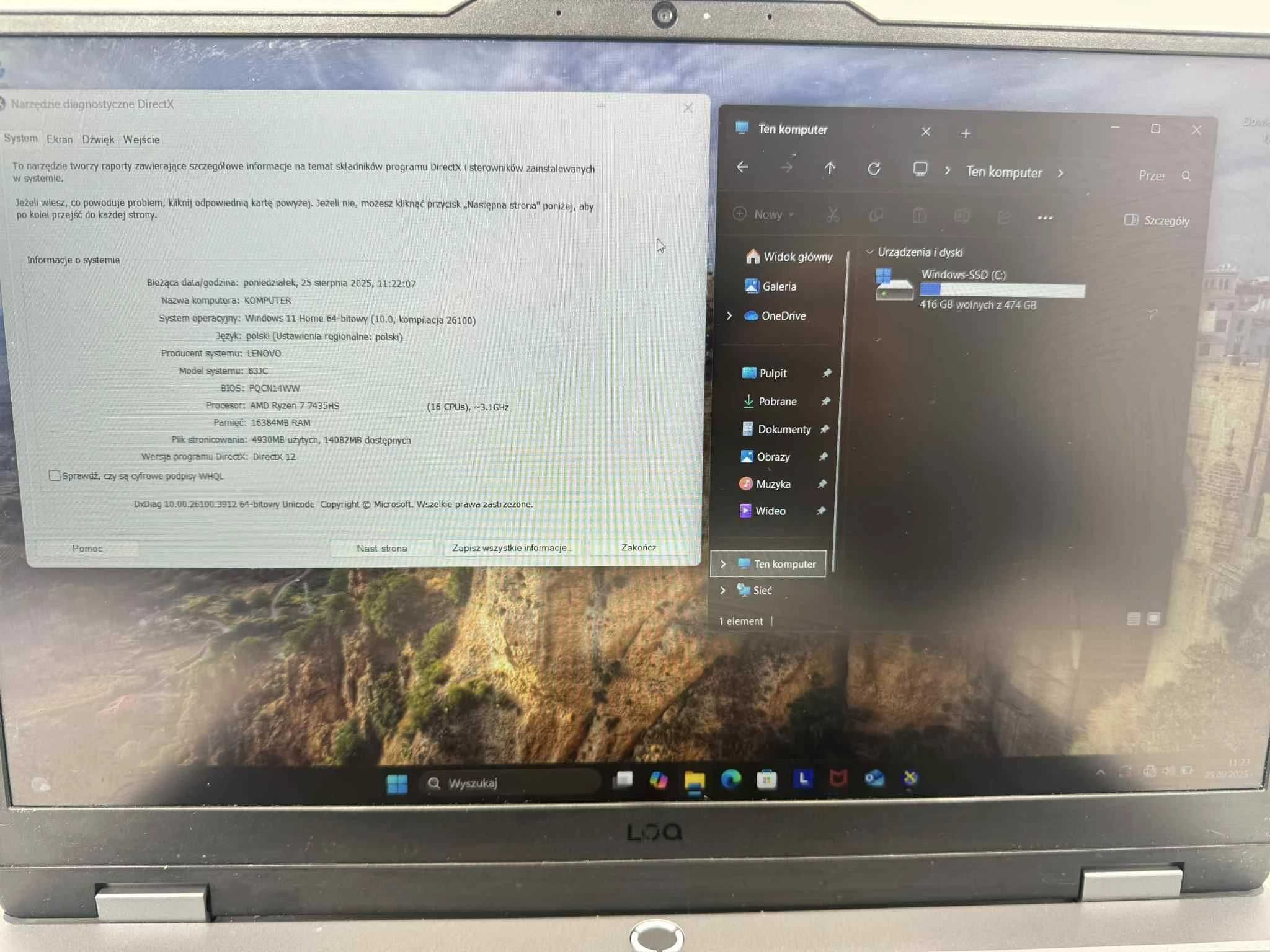 laptop lenovo loq 15arp9 15,6'' r7-7435hs 16/512gb rtx 4060 amd ryzen7