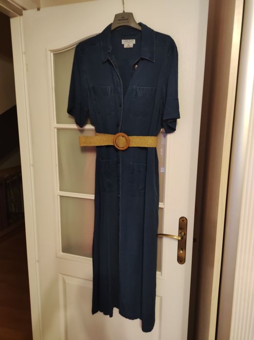 Sukienka jeansowa z paskiem maxi