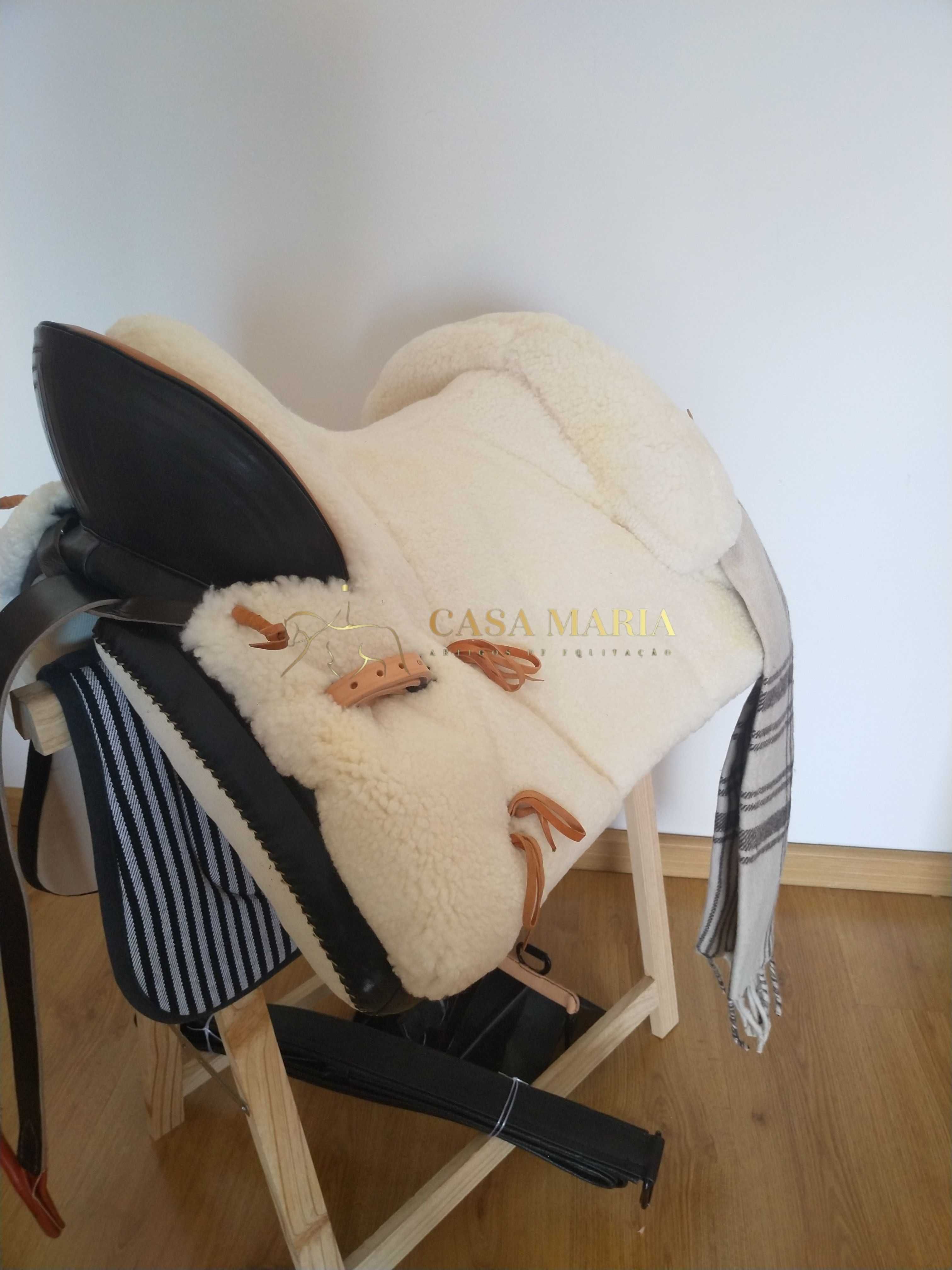 Sela Montura Espanhola Vaso Profundo Completa - Pelo Natural - NOVA