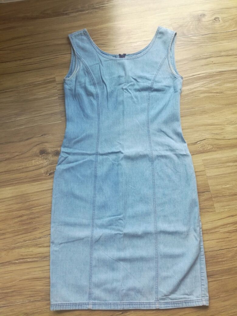 Sukienka a la jeans na ramiączkach błękitna rozmiar L