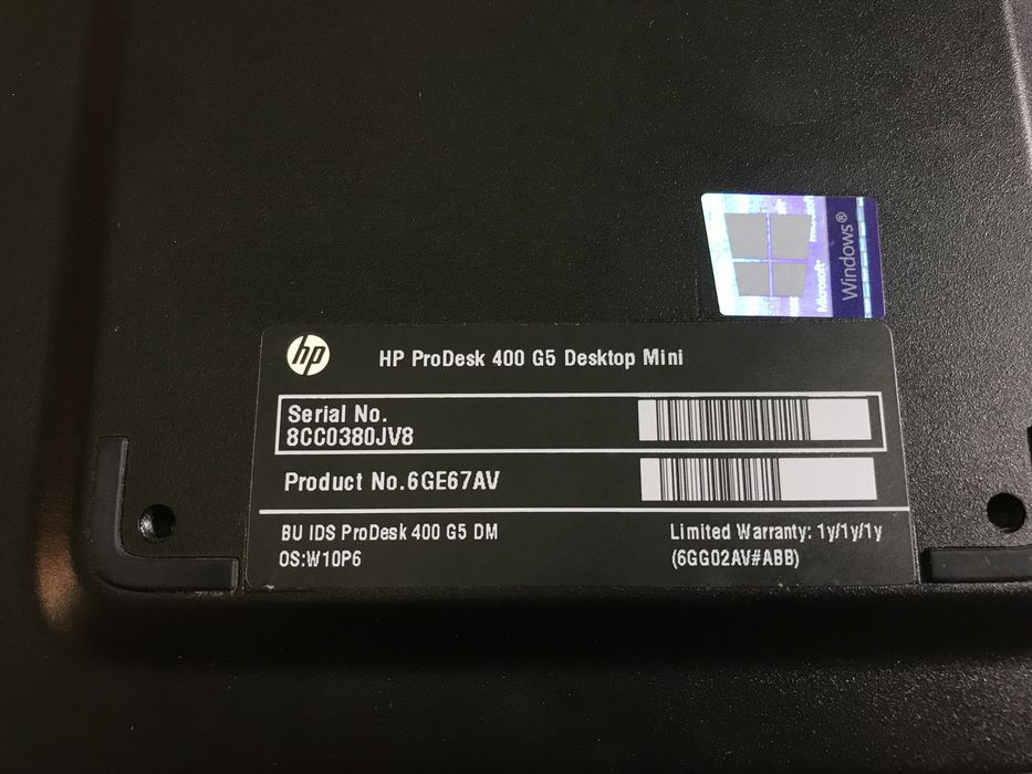 Мини-ПК HP ProDesk 400 G5 (i3-9100t, UHD 630, SSD M2 250Gb)