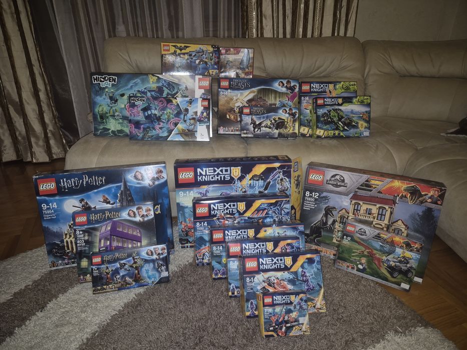 Lego Nexo knights, Harry Potter, Jurassic World, Hidden Side
