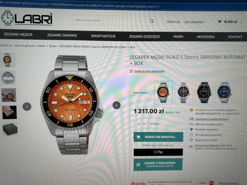 Zegarek Seiko 5 Sports SRPD59K1 Orange