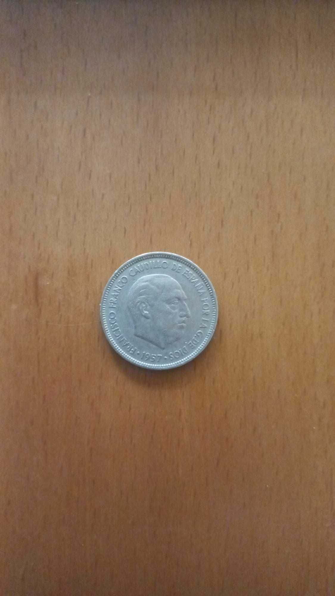 Moeda de 5 Pesetas - Francisco Franco - 1957