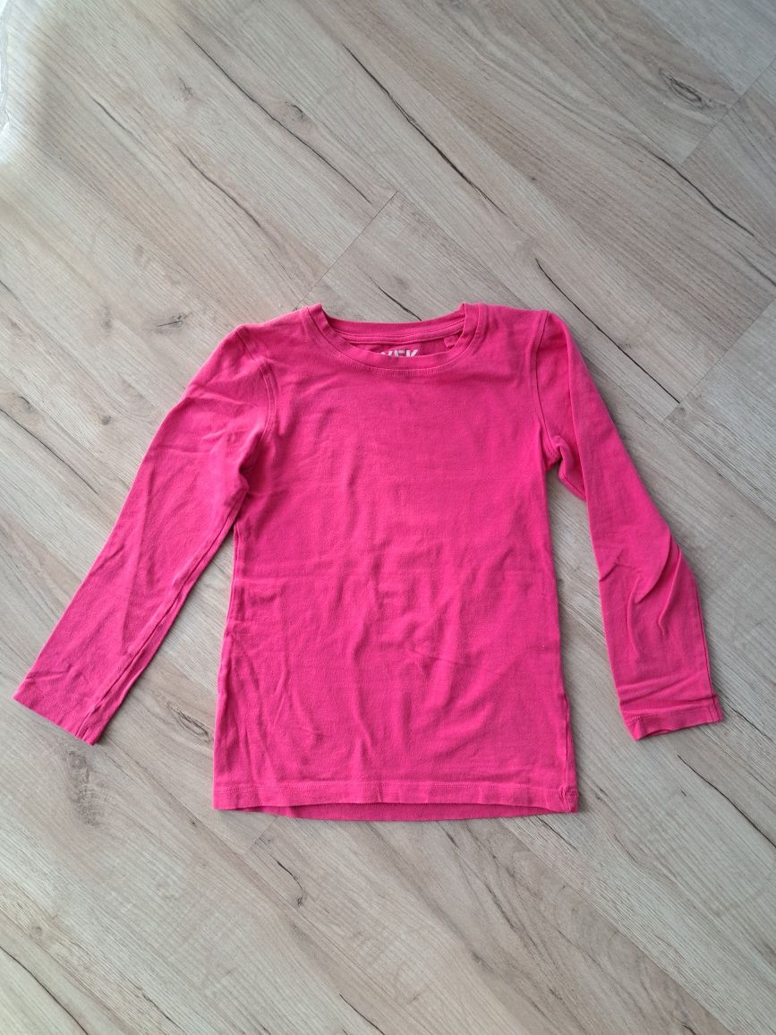 Dziewczęca różowa bluzka z długim rękawem, rozmiar 128