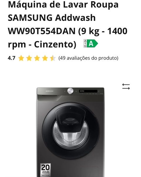 Maquina de Lavar Roupa Samsung Addwash 9Kg