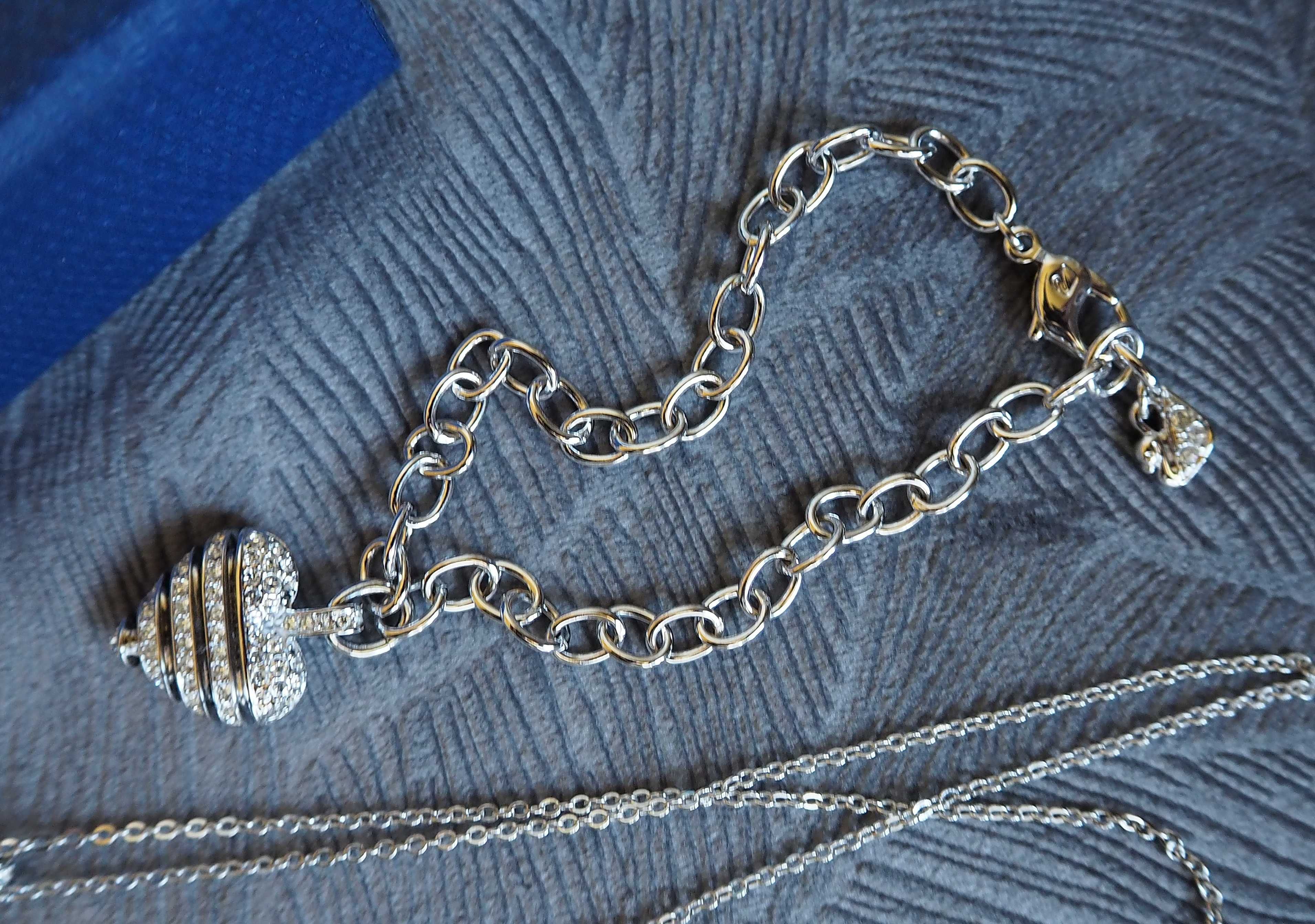 Swarovski naszyjnik + bransoletka charms z cyrkoniami