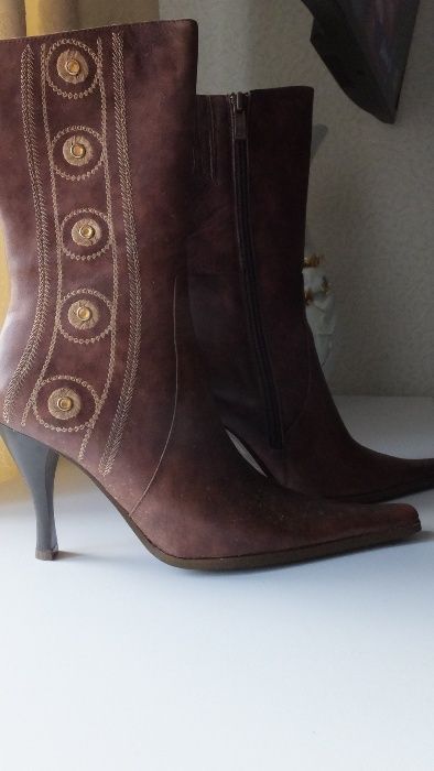 р. 36 сапоги демисезонные кожаные стелька 23,5см