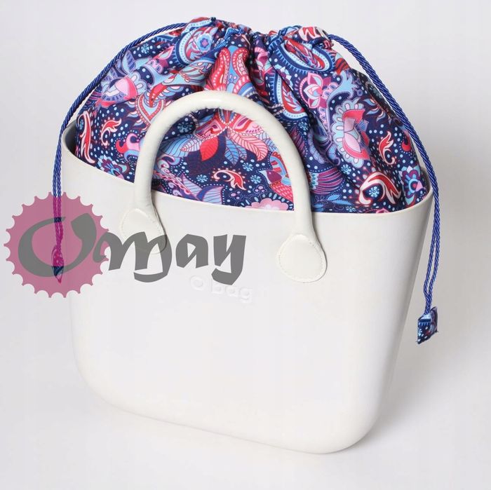 Granatowy organizer do OBAG MINI worek Orient Paisley róż komin OMAY