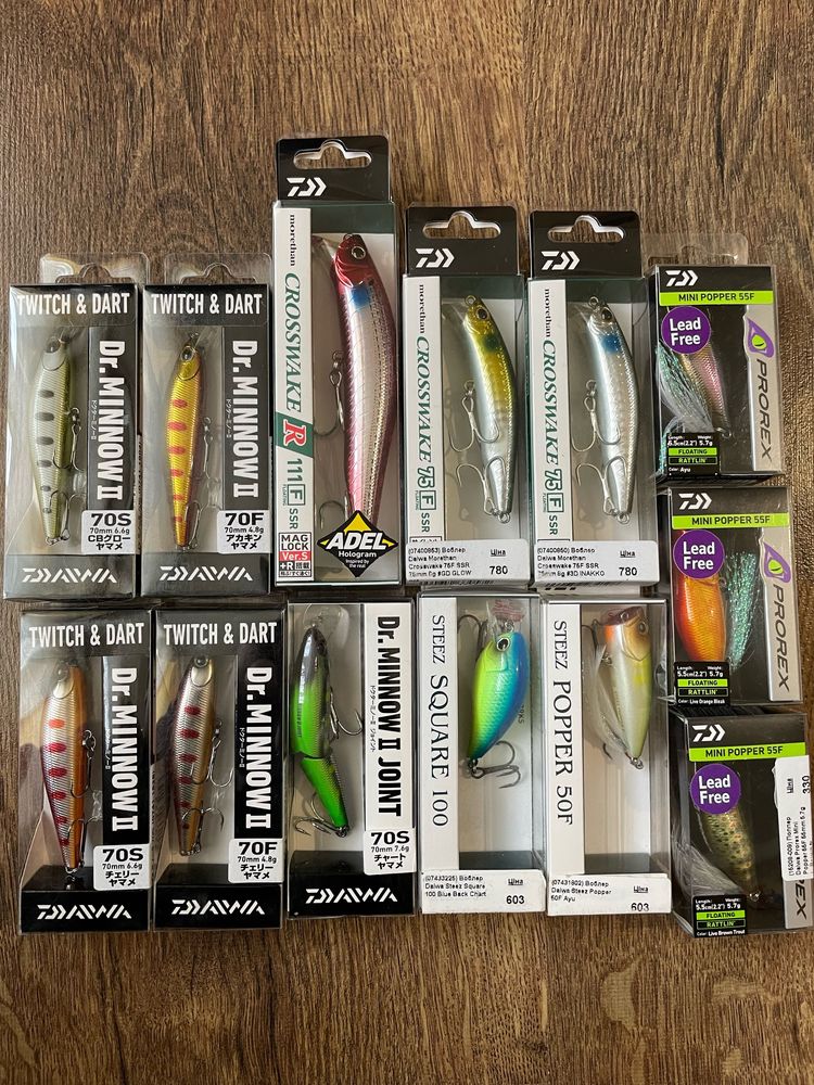 Вертушки,воблера  Daiwa,  ZMAN Leap Frogz Walkeта коробки Flambeau!!!