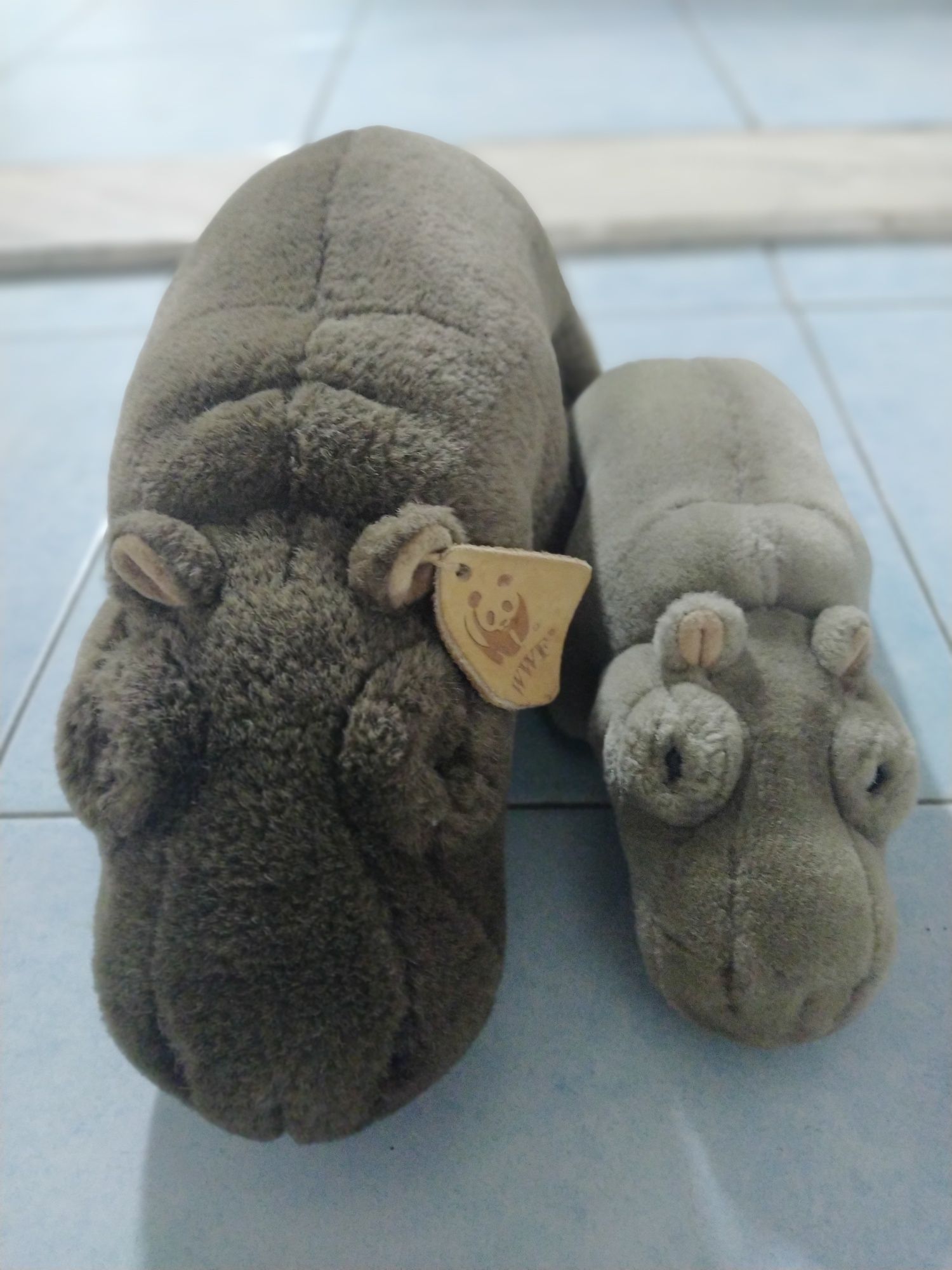 Peluche Mãe e Filho Hipopótamos, original da WWF