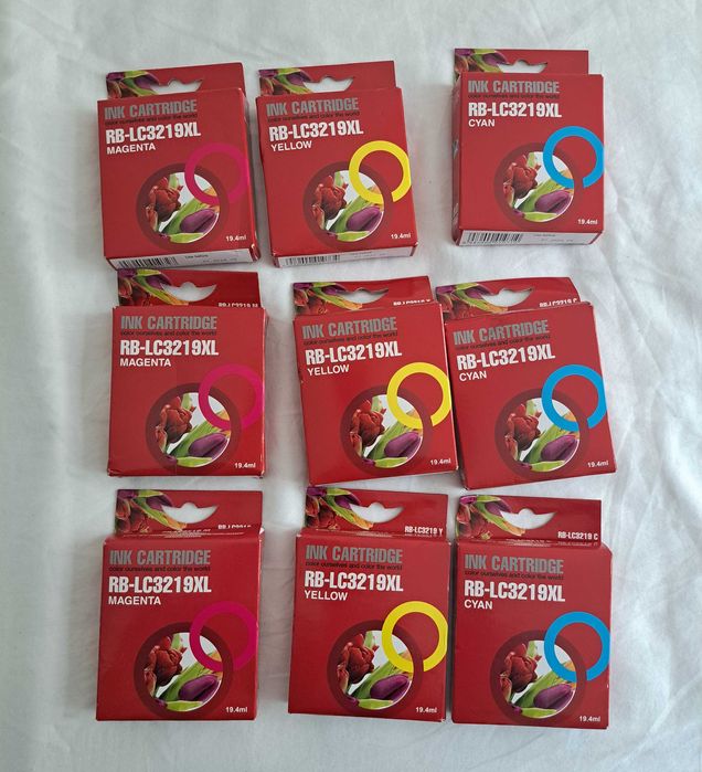 Pack 9 Tinteiros Compatíveis Brother LC3219XL-Amarelo, Magenta e Ciano