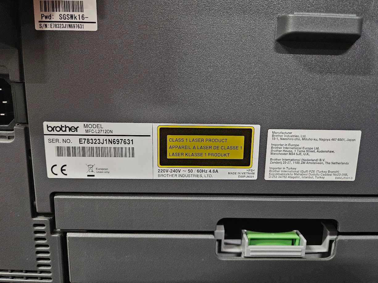 BROTHER MFC-L2712DN dupleks fax mono