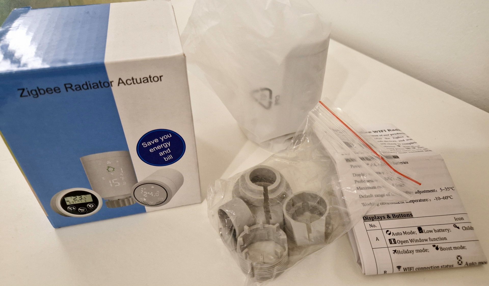 Tuya ZigBee smart TRV zawór kaloryfer z adaterami

Mam do