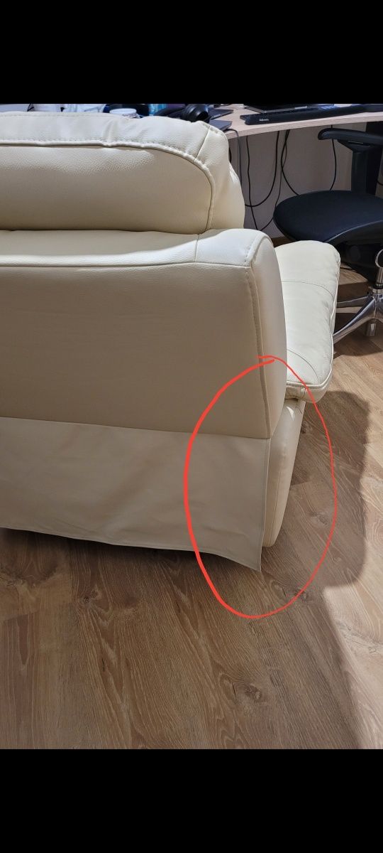 Fotel skórzany do salonu rozkładany beżowy/kremowy jasny