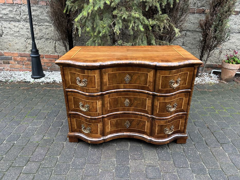 Antyczna Komoda Barokowa XVIII Wiek Intarsja Ludwik Po Renowacja