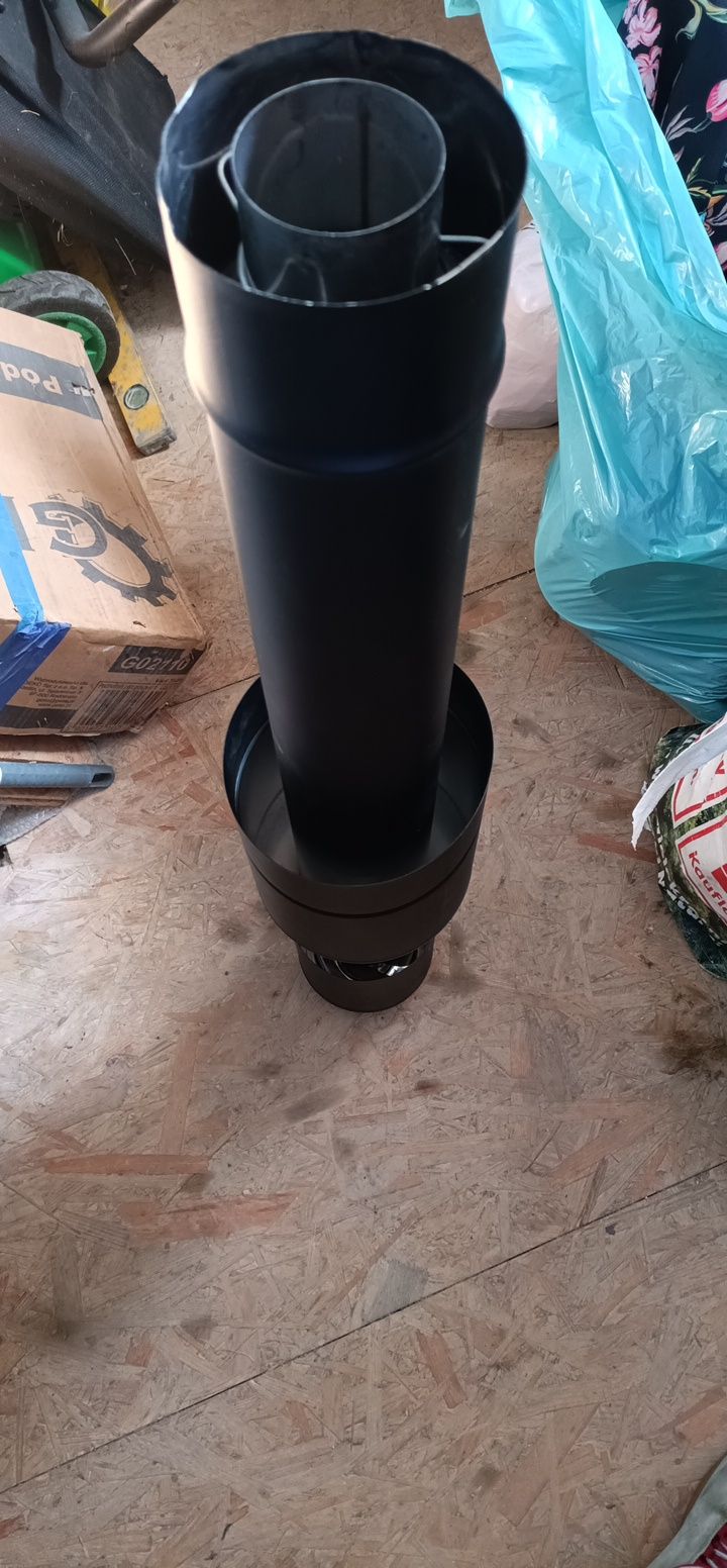 Komin  spalinowy Jeremias TWIN 36B rura 930 mm 60/100 z pionowym zakoń