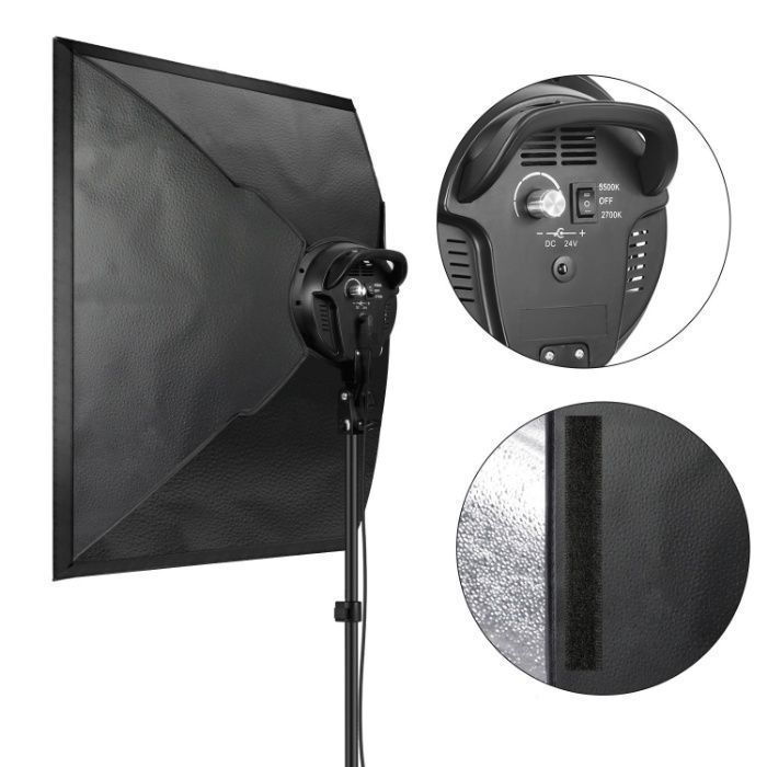 Kit iluminação foto 2 softboxes estúdio 45W LED bicolor 2700k 5500k