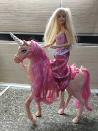 Lalka barbie z koniem jednorożcem księżniczka Mattel