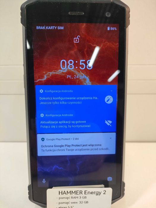 Hammer Energy 2  18x9 3/32GB LTE IP68 Czarny Pancer | Stan: Dobry