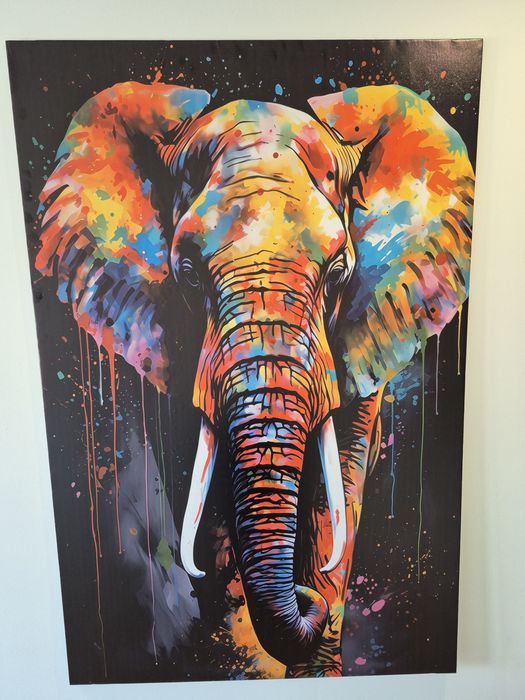 Nowoczesny obraz na płótnie 150x100 duży rama kolorowy słoń