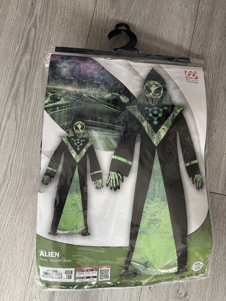 Strój kostium kosmita alien ufo obcy rozmiar 158