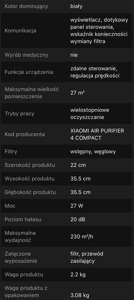 Oczyszczacz powietrza Xiaomi Smart Air Purifier 4