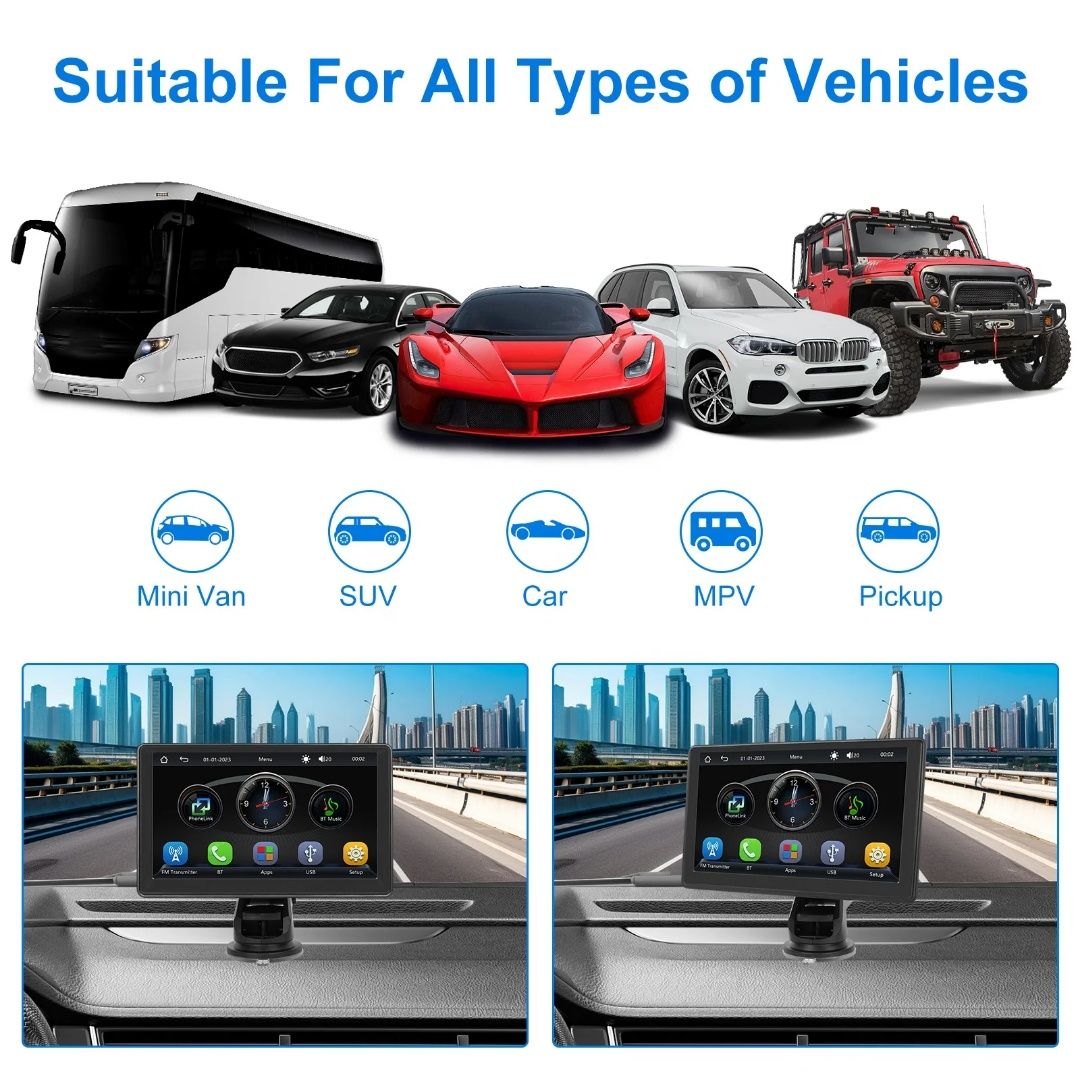 Auto rádio Portátil universal 7" Carplay Android auto