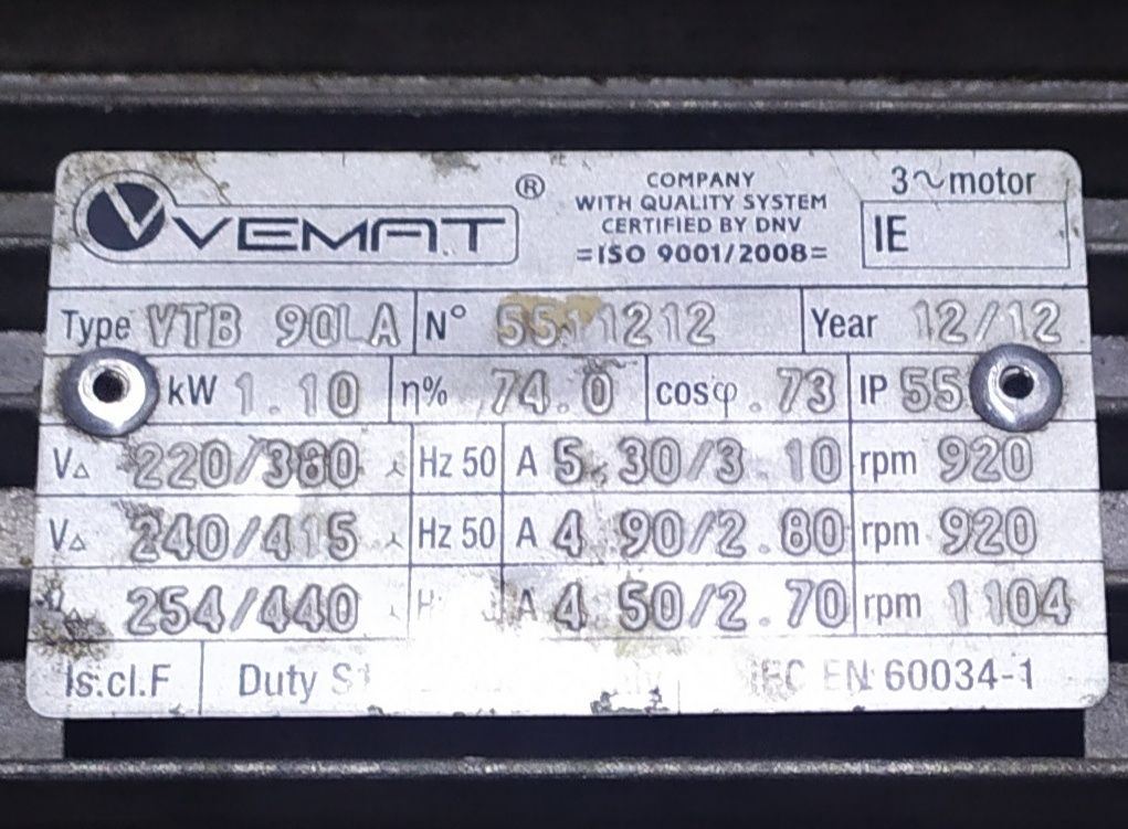 Silnik elektryczny 1,1kw używany