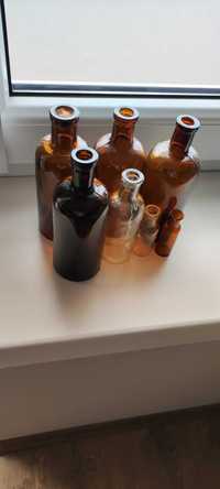 Stare butelki szklane 7 sztuk