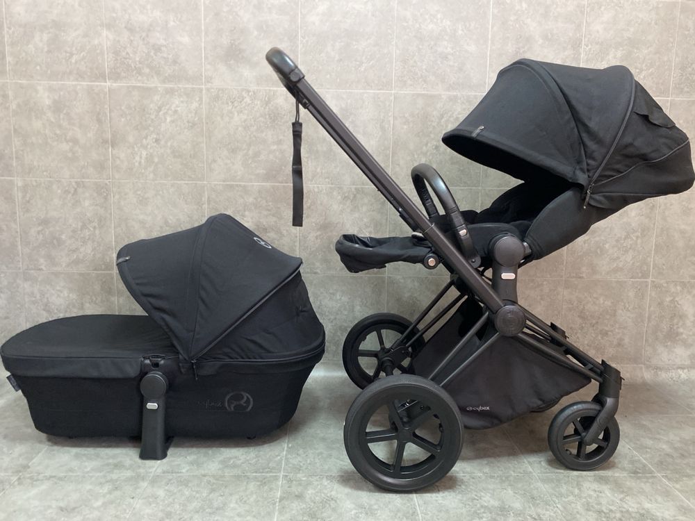 Коляска Cybex Priam 4в1 deep black шасси mate black + Cloud Q + isofix