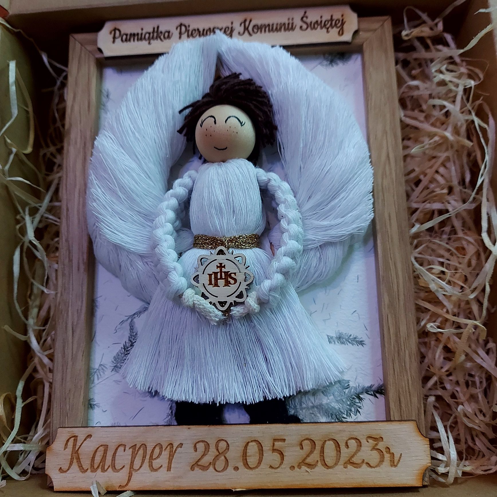 Aniołek w ramce -Pamiątka zakończenia roku szkolnego
