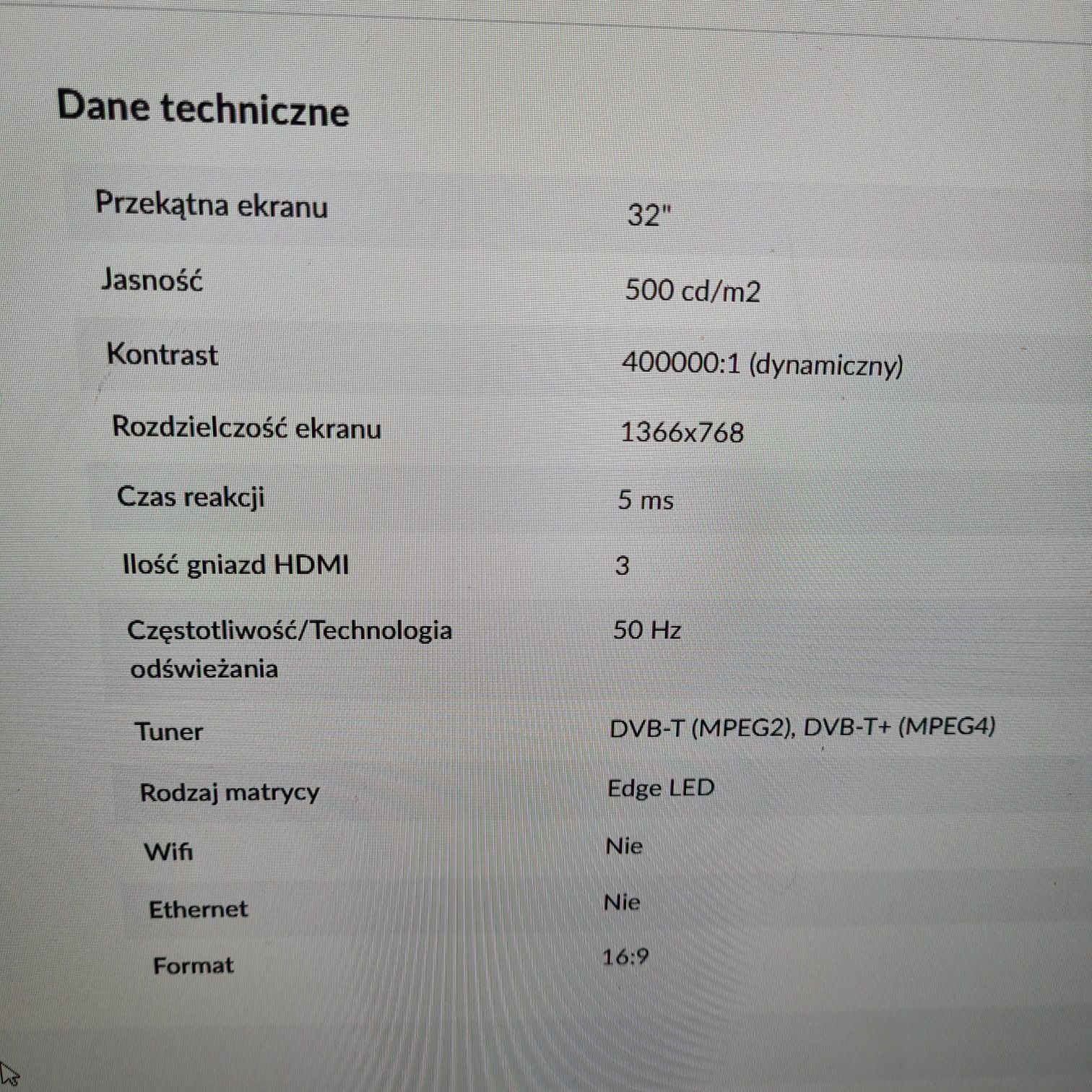 Telewizor Led Sencor 32 cale + pilot