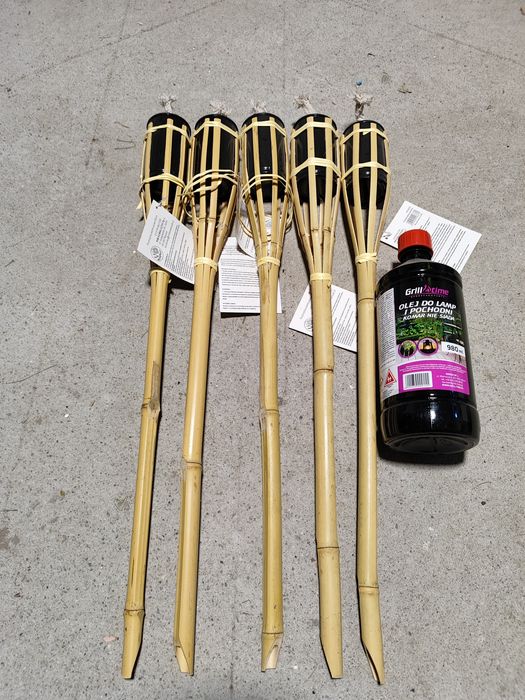 bambusowe pochodnie ogrodowe plus olej na komary
