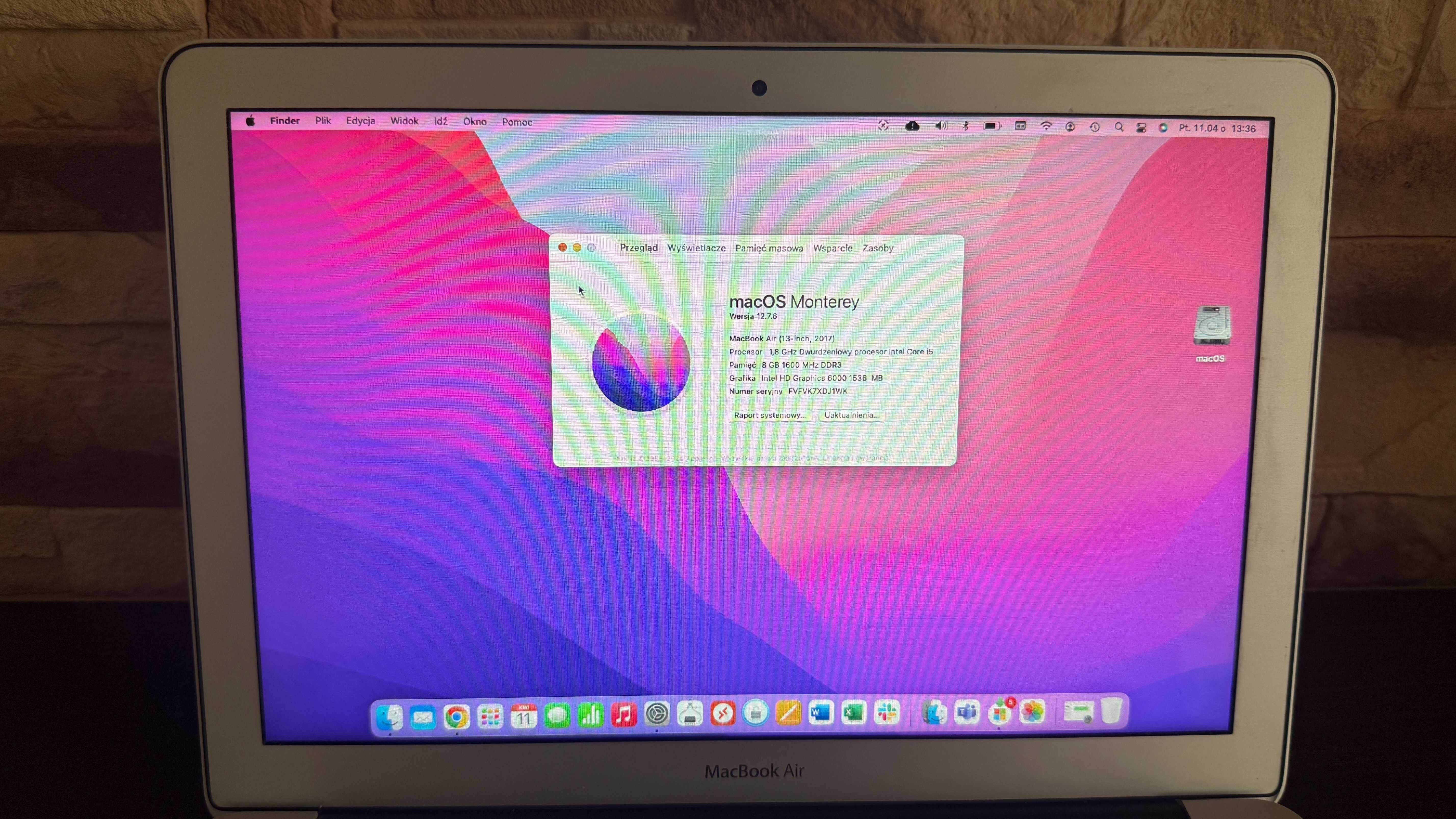 MacBook Air 2017 - A1466 procesor i5, pamięć 8GB, 480GB SSD