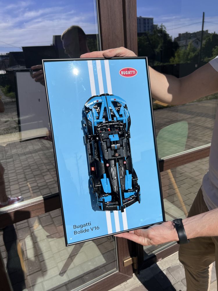 Рамка на Стіну для LEGO Лего Technic Bugatti Bolide Agile Blue 42162)
