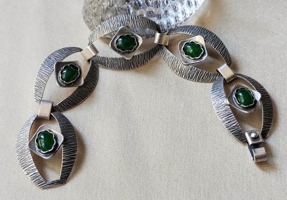 Unikatowa bransoletka srebrna, wzór Juwelia. Lata 70 te.