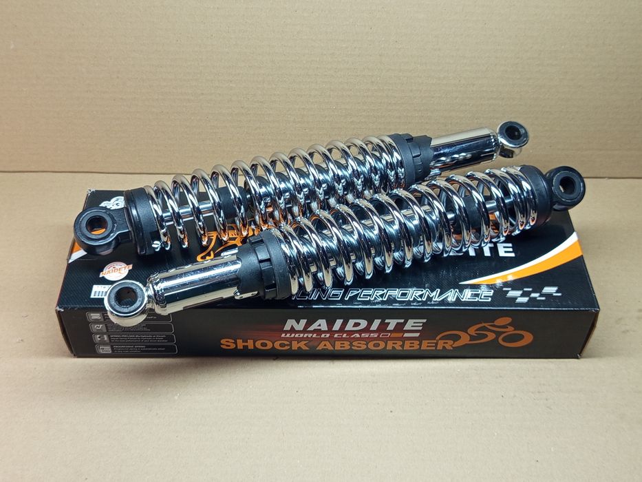 Амортизатор задній JH/CB/CG - 340мм*d59мм регул., хром к-кт 2шт "NDT"