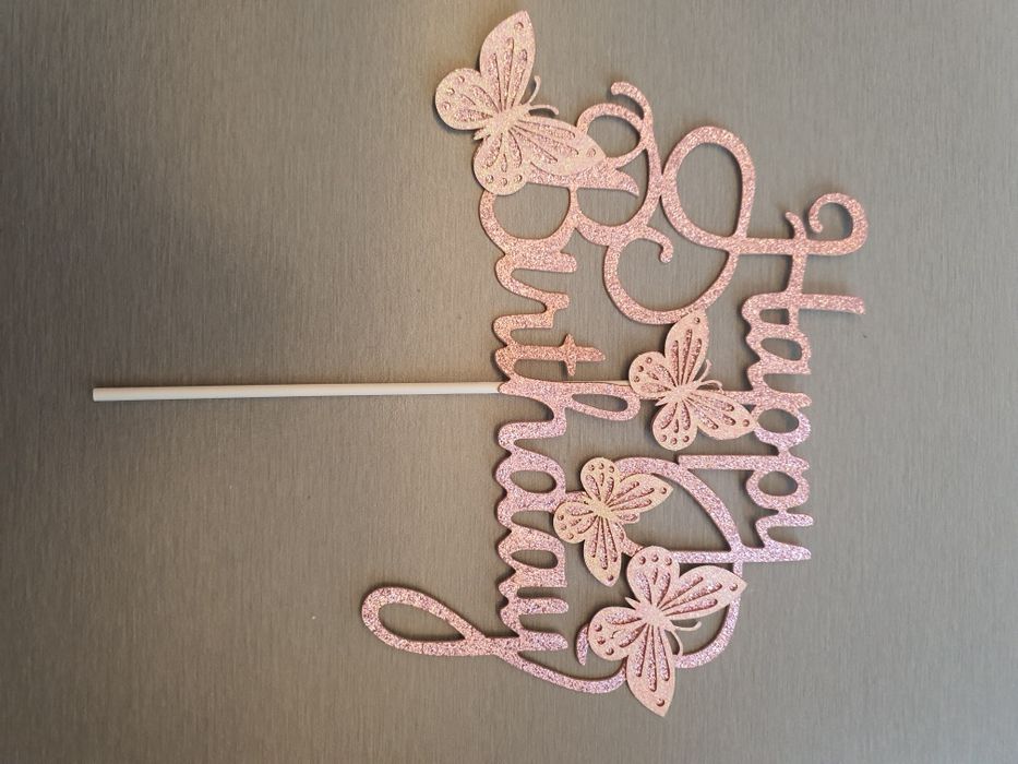 Piękny Brokatowy Toper Na Tort Motyle Motylki