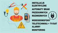 Elektryk inst elektryczne monitoring alarm Sat DVBT2 automat bram