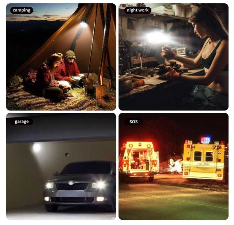 Akumulatorowa lampa/ reflektor LED z panelem solarnym i powerbankiem