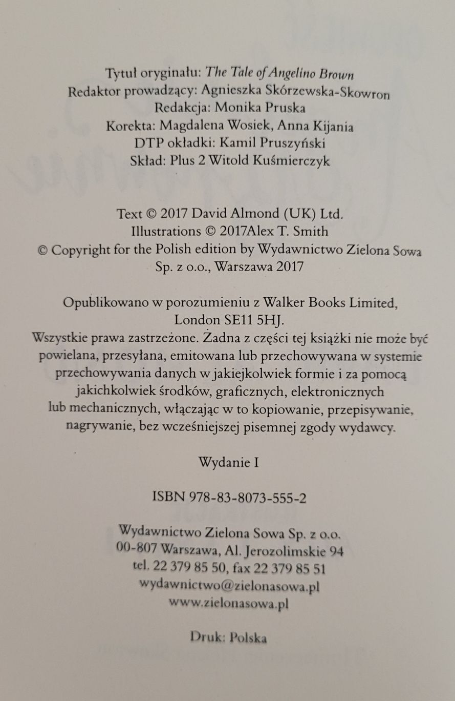 Książka Opowieść o Angelinie Brownie David Almond