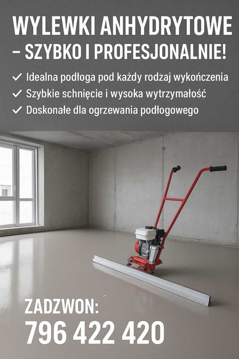 Wylewka Anhydrytowa,Szlifowanie,Dąbrowa Górnicza,Sosnowiec,Myszków