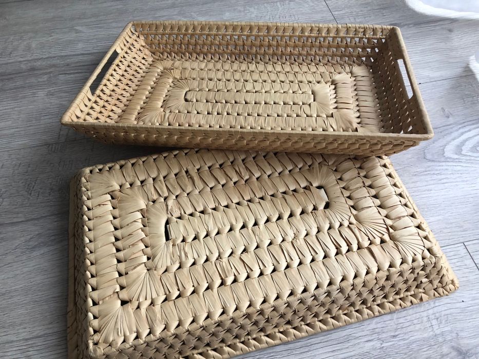 Tacka wiklinowa pleciona koszyk pudełko tace przechowywanie 2 sztuki