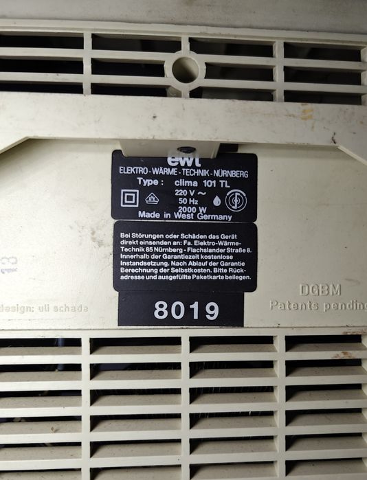 Termowentylator nagrzewnica grzejnik EWT 8019 clima 101 TL Germany