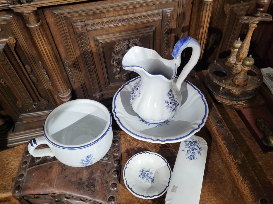 Sygnowany ceramiczny zestaw do mycia dzban misa jak Delft