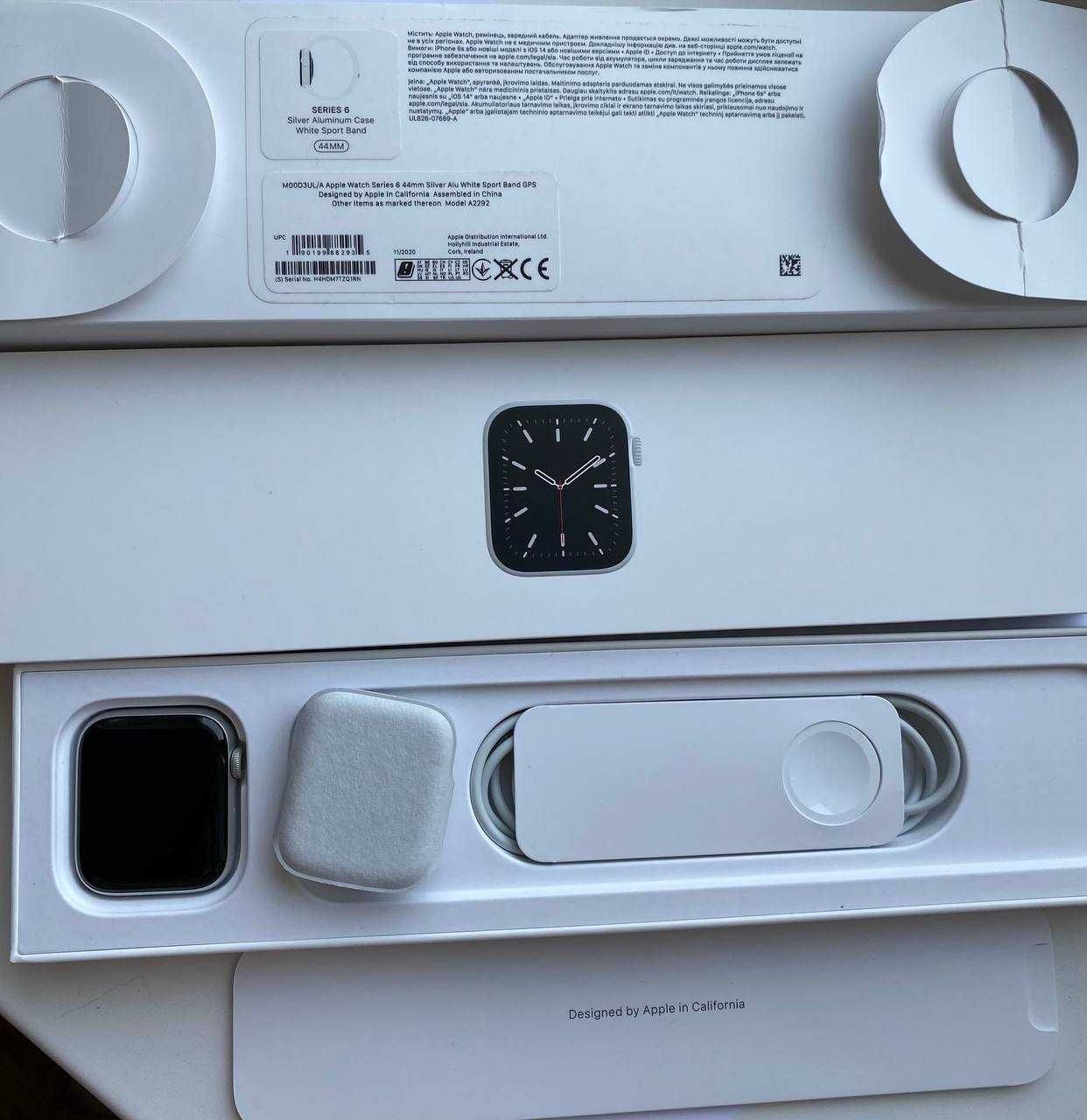 Apple Watch Series 6 44mm Silver Aluminum Case + 2 ремінця